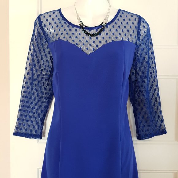 OLIMARA Blue Cocktail Dress, Made in Spain, sz. 8 - Picture 3 of 14